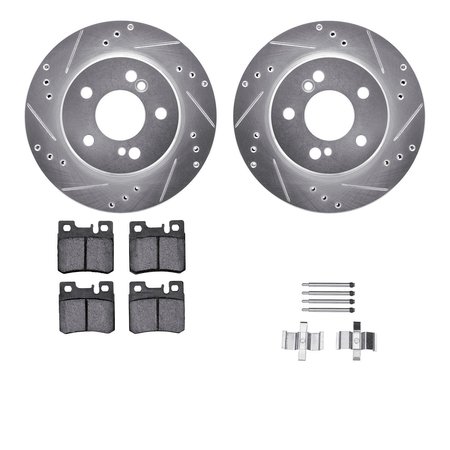 DYNAMIC FRICTION CO 7312-63041, Rotors-Drilled, Slotted-SLV w/3000 Series Ceramic Brake Pads incl. Hardware, Zinc Coat 7312-63041